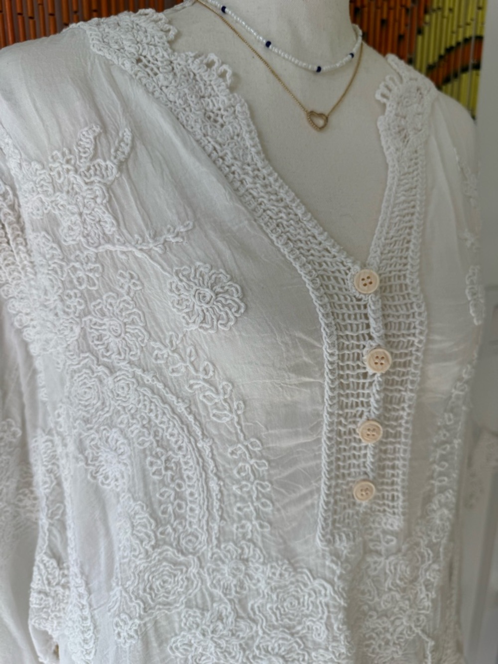 POL White Embroidered Crochet-Trim Tunic - Picture 4 of 6